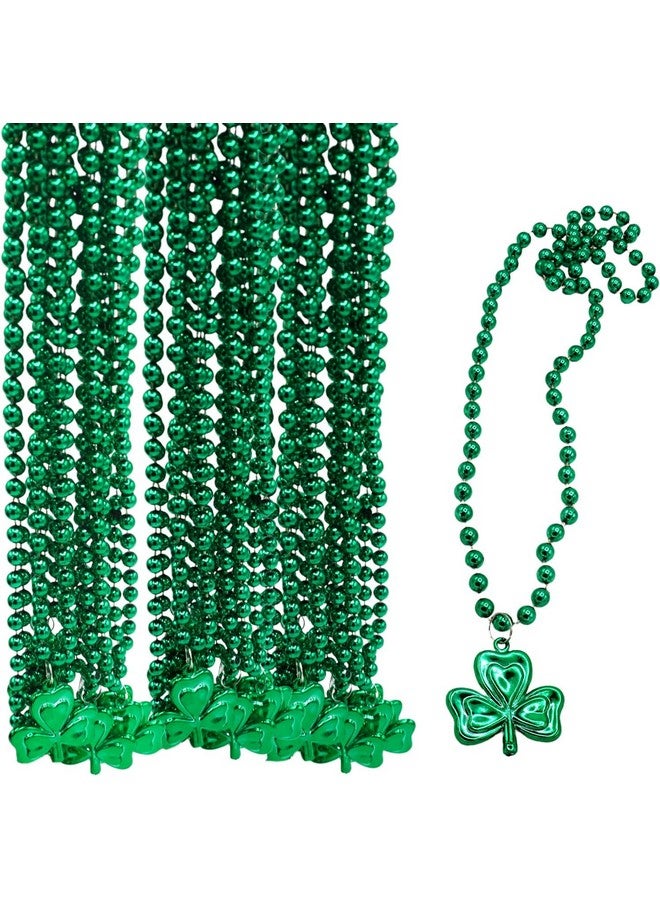 12 Pcs St Patricks Day Beads Necklace Bulk Green Shamrock Beads For Irish Party Favors & Supplies Costume Accessories By 4E'S Novelty