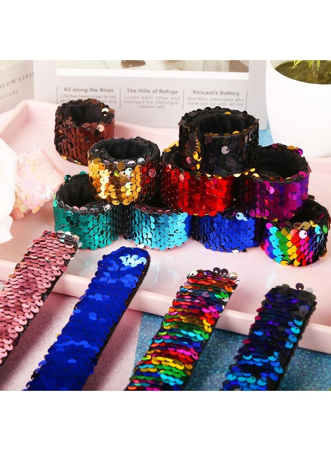 24Pcs Slap Bracelets For Kids Squin Bracelet Mermaid Bracelet Flip Wristband Bracelet For Kids Birthday Party Favors Supplies