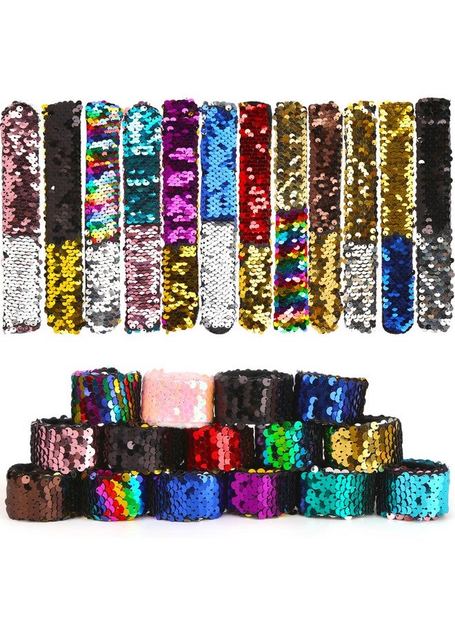 24Pcs Slap Bracelets For Kids Squin Bracelet Mermaid Bracelet Flip Wristband Bracelet For Kids Birthday Party Favors Supplies