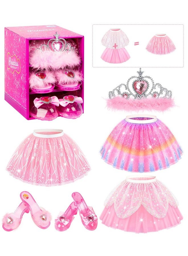 Dress Up Shoes Princess Dresses For Girls Little Girls Princess Dress Up Clothes Set 1Pc Tutu Skirt With 3Ps Skirt Veils Play Toys For Girls Age 3 4 5 6 Years Birthday Gift