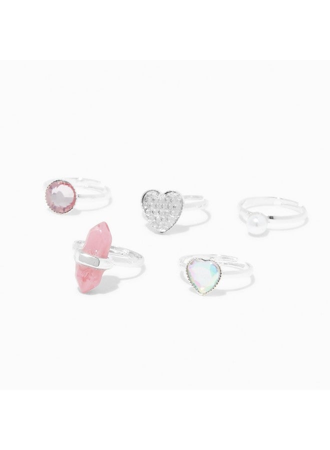 Club Little Girls Stainless Steel 5 Pack Of Princess Rings With Gemstones For Ages 3 To 6