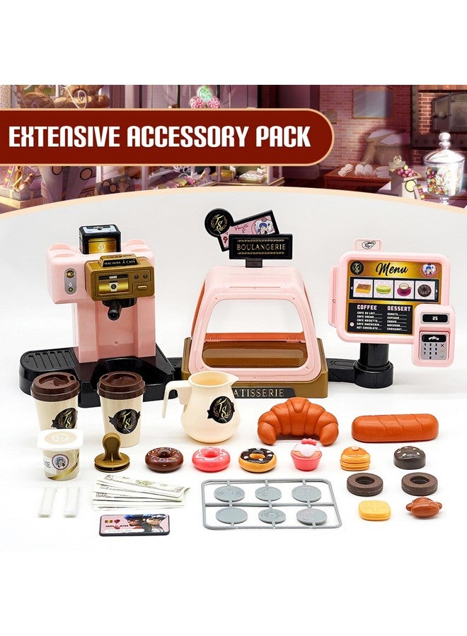 Ladybug Paris Cafe Set Pretend Role Play Coffee Machine And Interactive Cash Register With Sound And Light Toys For Kids With Kitchen Accessories Bakery Bills And Coins (Wyncor)