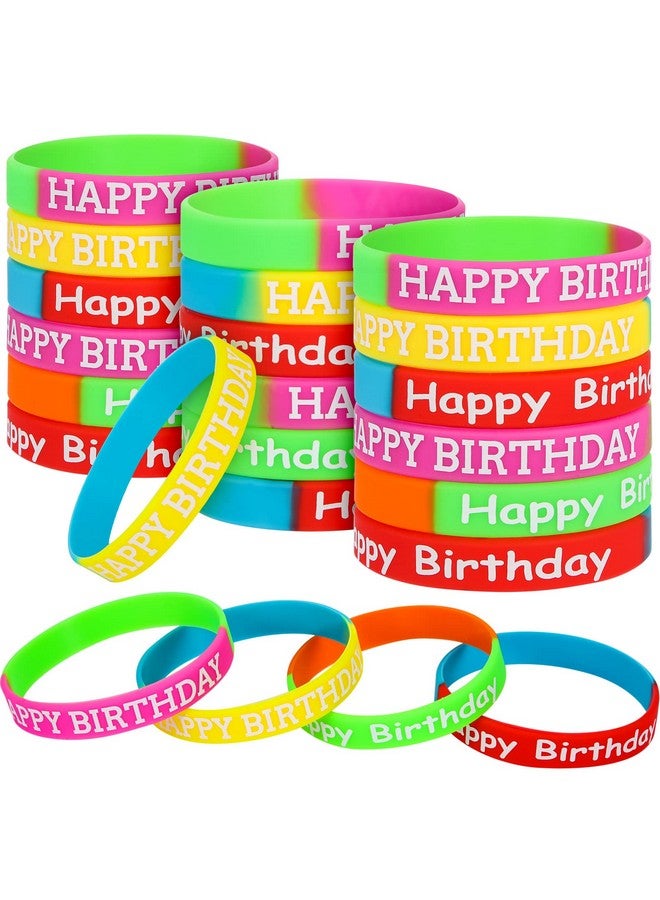 24 Pieces Birthday Rubber Bracelets Colored Silicone Bracelets For Teenagers Birthday Party Favors For Birthday Party Supplies (Fresh Style)