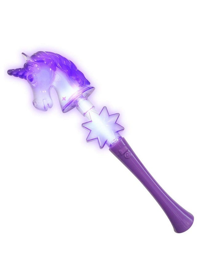 Light Up Unicorn Wand 14.5 Inch Cute Princess Wand With Flashing Led Effect And Magical Sounds Batteries Included Fun Pretend Play Prop Best Birthday Gift Party Favor For Kids