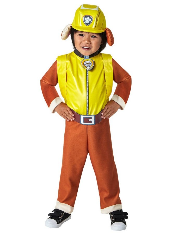 Child'S Paw Patrol Rubble Costume Jumpsuit Headpiece And Puppack As Shown Small