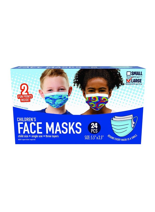 Children’S Single Use Face Mask 24 Count Each Box Includes 2 Fun Designs Product Size 5.5'' X 3.5'' Kids Toys For Ages 8 Up By Just Play