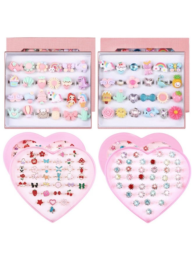 120 Pcs Little Girl Jewel Rings Adjustable Children Kids Jewelry Rings Set With Box Kids Rings Girl Pretend Play And Dress Up Rings For Girl 412 Year Old Birthday Gifts Toy Rings For Kids