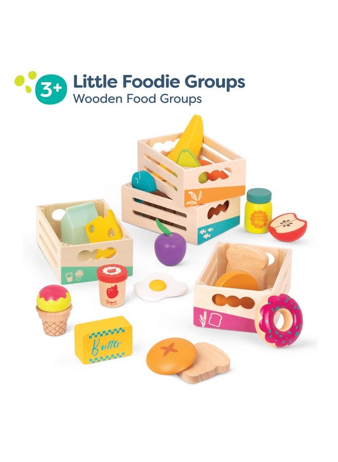 Little Foodie Groups Pretend Play Wooden Play Food Food Group Crates 24 Play Kitchen Accessories Educational Toys For Kids 3 Years +