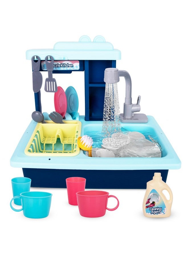 Sink Toy With Running Water And Color Changing Dishes 22 Piece Kids Kitchen Play Set Pumps Real Water Play Kitchen Sink With Drying Rack Dishes Toy Detergent Bottle Ages 3 4 5