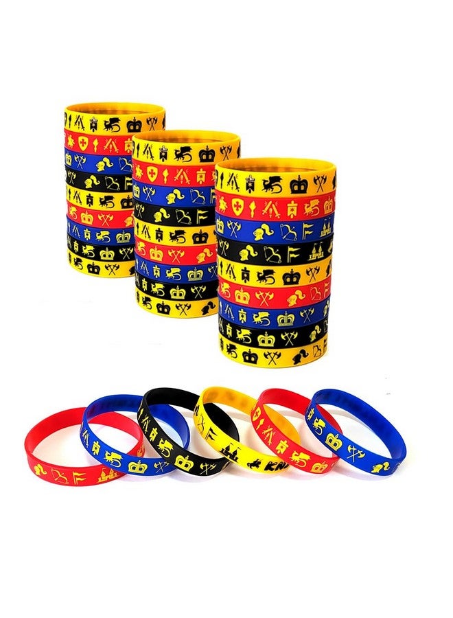24Pcs Medieval Knights Party Decorations Bracelets Rubber Silicone Wristbands Knight Party Favors And Supplies Wall Crown Castle Renaissance For Halloweenmedieval Goodie Bags Gifts