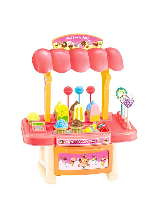 Ice Cream Toy Stand Play Set For Boys& Girls Educational Ice Cream Counter Deluxe Playset Desserts Cake Ice Cream And Candy Pretend Play Food Sets Birthday Gifts For Kids Aged 312