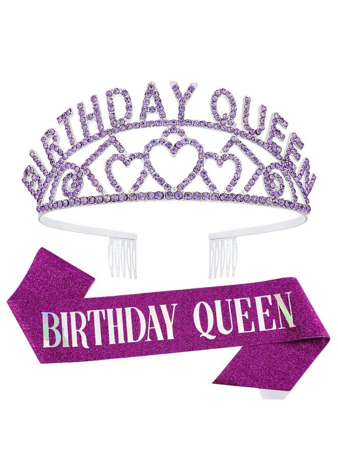 Birthday Queen Crown And Birthday Queen Sash Kit Aprince Birthday Crowns For Women Girls Tiaras And Crowns For Women Birthday Tiara For Girls Purple Crown And Sash For Girls Happy Birthday Party
