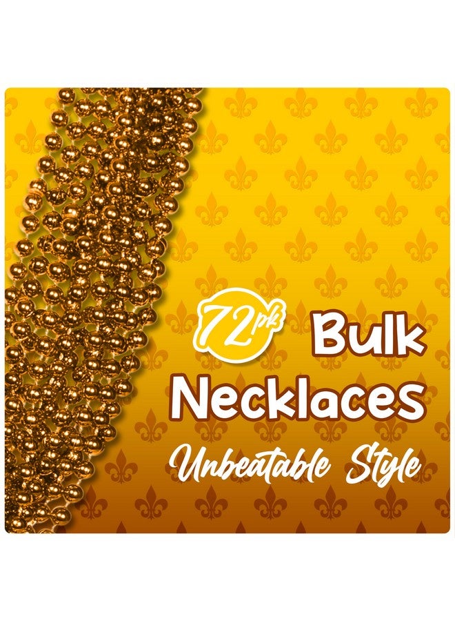72Pack Gold Metallic Bead Necklaces Perfect Mardi Gras & Party Accessory Celebrations Team Colors