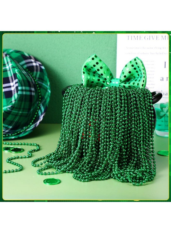 300 Pcs St. Patrick'S Day Bead Necklace Irish Day Bead Necklace Bulk St Patrick'S Day Green Shamrock Necklace Round Plastic Bead Necklace For Irish Festival St. Patrick'S Day Party Favor Supplies