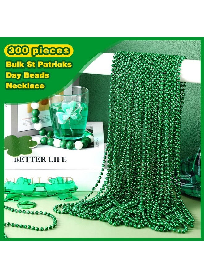300 Pcs St. Patrick'S Day Bead Necklace Irish Day Bead Necklace Bulk St Patrick'S Day Green Shamrock Necklace Round Plastic Bead Necklace For Irish Festival St. Patrick'S Day Party Favor Supplies