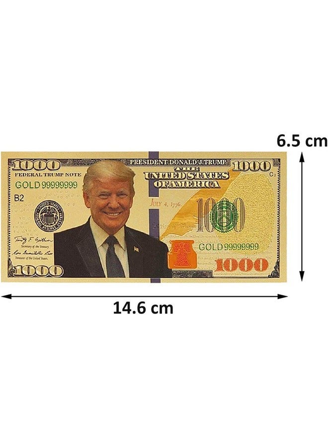 1000 Dollar Donald Trump Bill Banknote One Thousand 24K Gold Coated Donald Trump Legacy Limited Edition Million Dollar Bill Great Gift For Currency Collectors And Republican (120 Pieces)