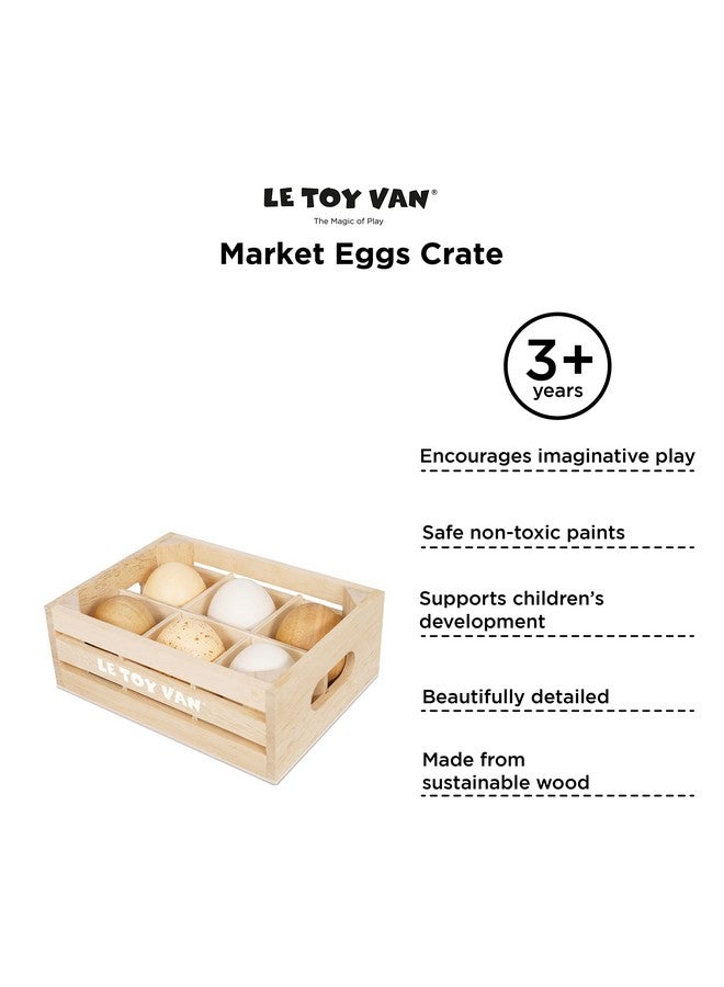 Wooden Honeybee Market Farm Eggs Half Dozen Crate Perfect For Supermarket Food Shop Or Cafe Pretend Play Great As A Gift (Tv190)