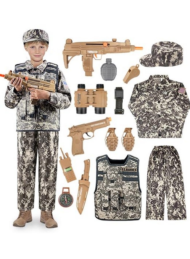 Army Costume For Kids Boys Military Soldier Costume With Tactical Vest And Toy Accessories Gear Halloween Costumes For Boys Kids 310 (M)