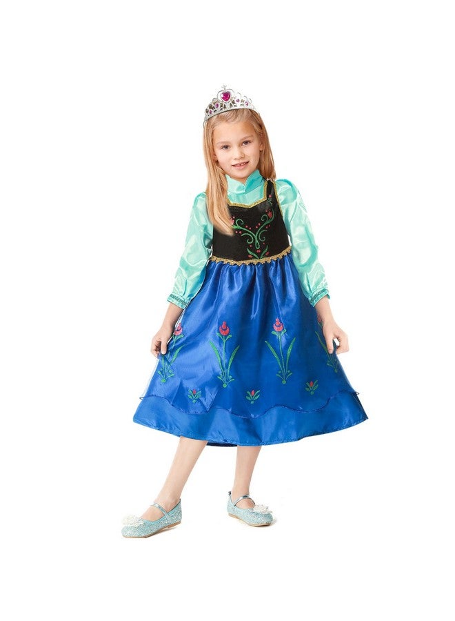 9Pcs Frozen Anna Dress For Girls Kids Princess Costume Dress Up Cape Wig Accessories Halloween Girl Role Play Outfit