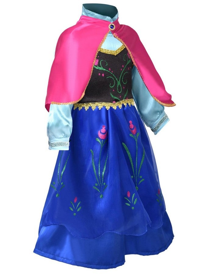 9Pcs Frozen Anna Dress For Girls Kids Princess Costume Dress Up Cape Wig Accessories Halloween Girl Role Play Outfit