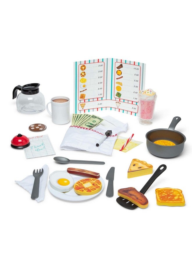 Star Diner Restaurant Play Set (41 Pcs) Pretend Play Food Restaurant Toy Set With Cookware Utensils For Kids Diner Playset For Kids And Toddlers Ages 3+
