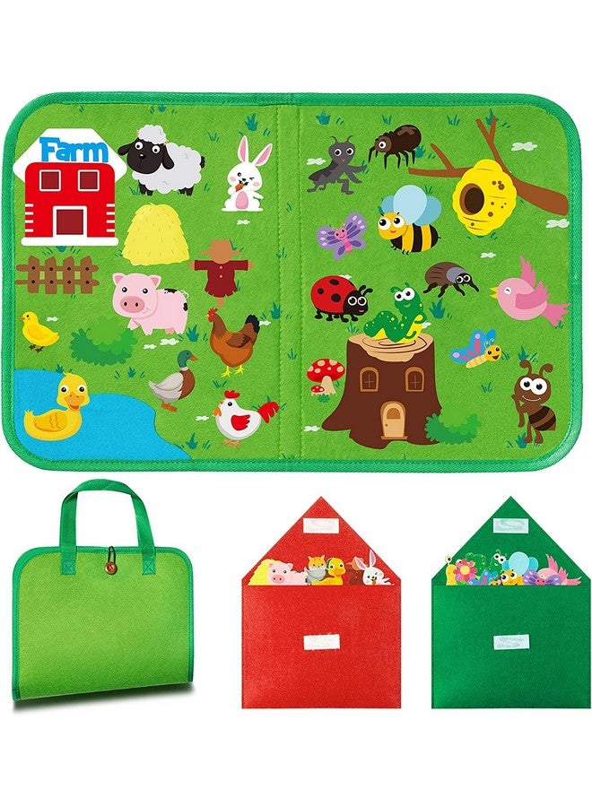 2 Sets Farm Insect Animals Travel Felt Board Portable Bug Insect Farm Animals Flannel Storytelling Playset Story Teaching Aid Early Learning Interactive Play Kit For Preschool Toddlers 49 Pcs