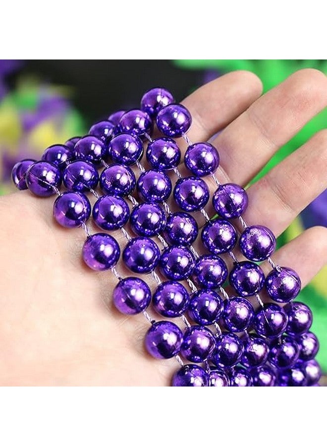 72 Pack Mardi Gras Beads Necklace Metallic Purple Beaded Necklace Mardi Gras Throws Party Beads Costume Necklaces