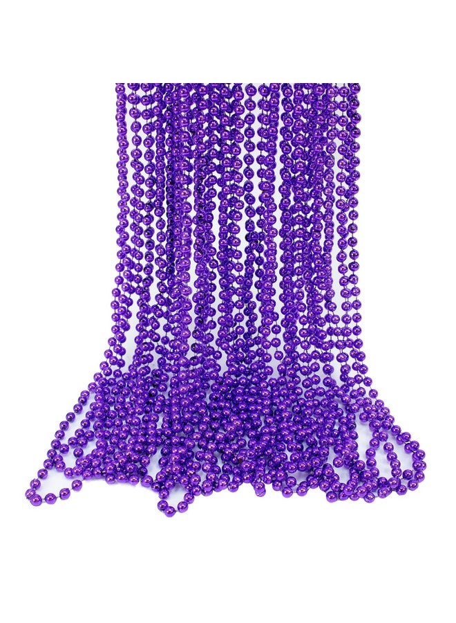 72 Pack Mardi Gras Beads Necklace Metallic Purple Beaded Necklace Mardi Gras Throws Party Beads Costume Necklaces