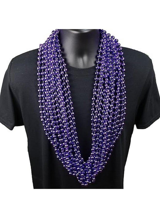 72 Pack Mardi Gras Beads Necklace Metallic Purple Beaded Necklace Mardi Gras Throws Party Beads Costume Necklaces