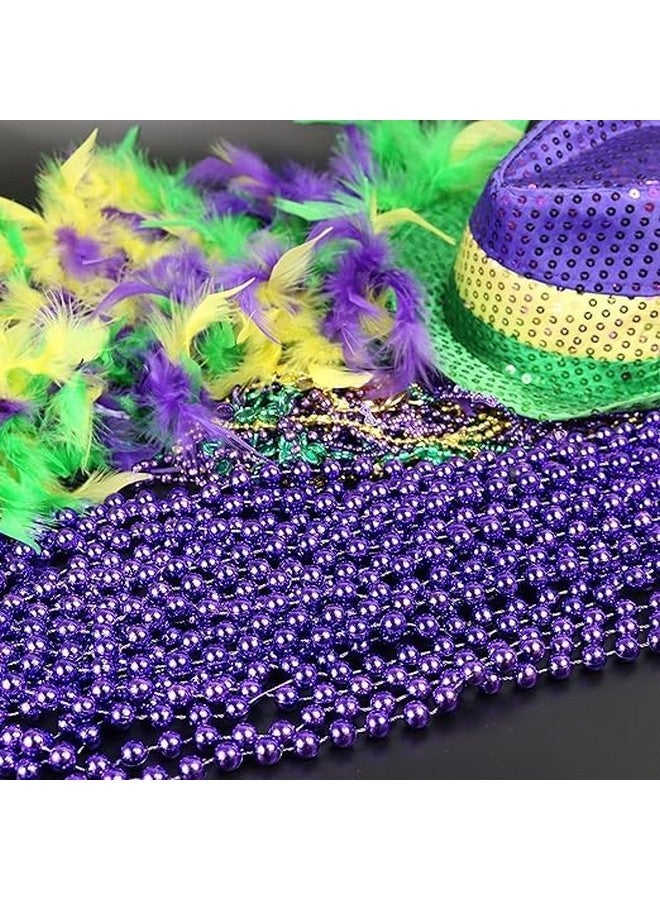 72 Pack Mardi Gras Beads Necklace Metallic Purple Beaded Necklace Mardi Gras Throws Party Beads Costume Necklaces