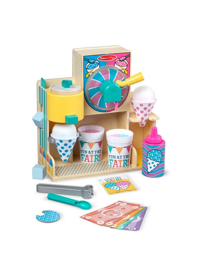 Fun At The Fair Wooden Snowcone And Slushie Tabletop Cart And Play Food Set Wooden Toy Hands On Play For Toddlers For Boys And Girls 3+