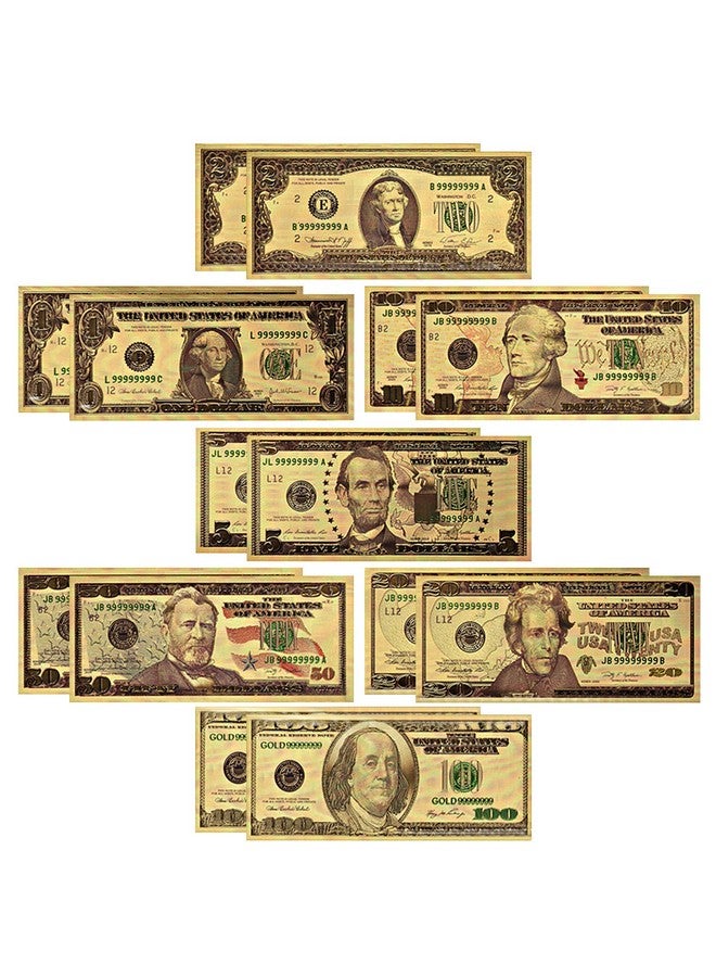 Usa President 125102050100 Dollar Bill Banknote 24K Gold Coated Legacy Limited Edition Chief Executive Banknote Bill Great Gift For Coin Currency Collectors And Republican (14 Pack)