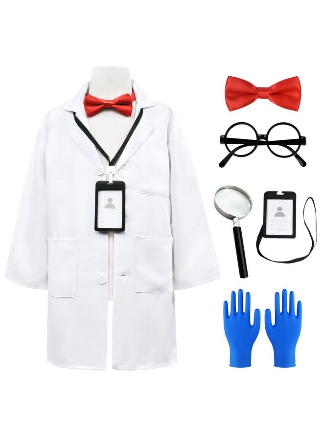 Scientist Costume For Kids White Lab Coat Mad Scientist Doctor Costume With Magnifying Glass Goggles Experiment Gloves Bow Tie Boys Girls Birthday Party Halloween Dressing Up 1012Years