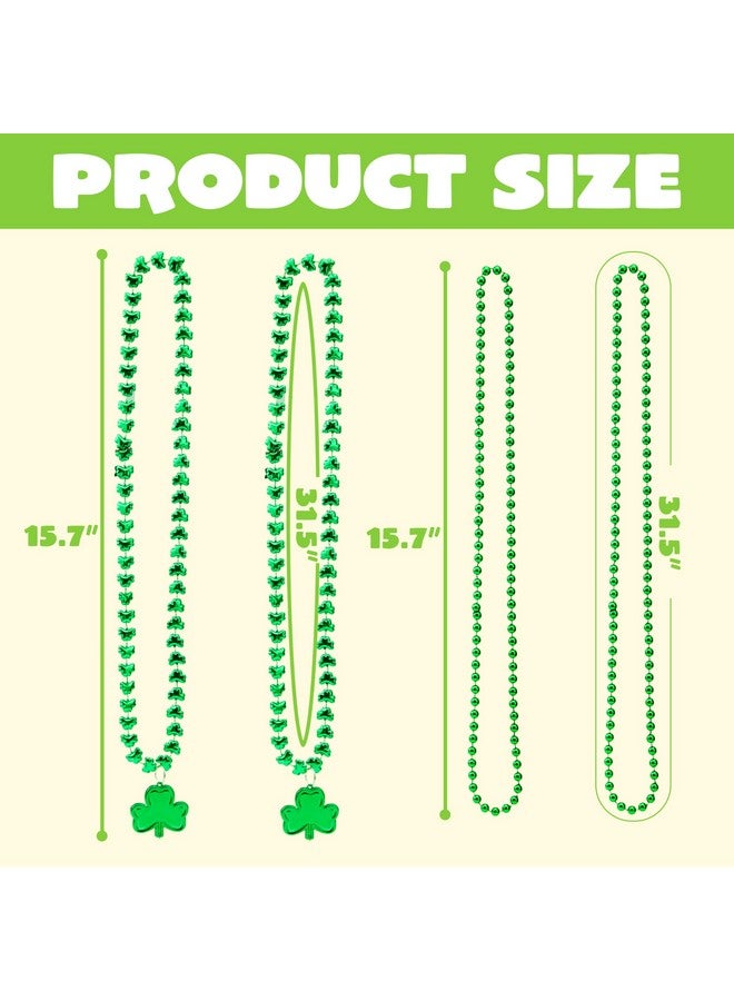 St. Patrick’S Day Necklaces Set (72 Pcs) 36 Green Bead Necklaces & 36 Green Shamrock Bead Necklaces With Pendant St Patrick Accessory Set For Dressing Up Irish Carnival Party Favor Supply