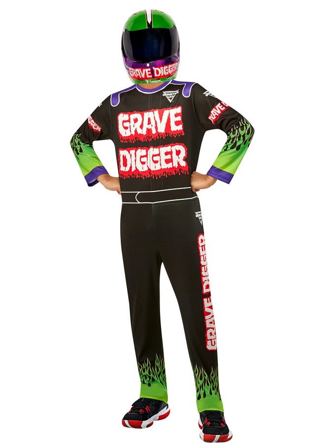 Child'S Monster Jam Grave Digger Costume Jumpsuit And Mask As Shown Medium