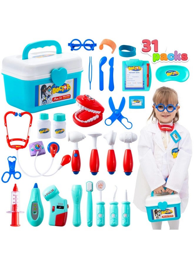 31Pcs Doctor Kit For Kidspretend Play Toys Educational Dentist Medical Kit With Electronic Stethoscopedoctor Role Play Costumedurable Medical Dr Kit Toys For Boys Girls Gifts Ages 3+