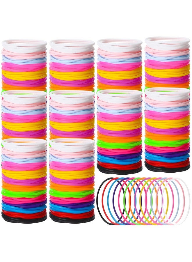2000 Pcs Colorful Silicone Jelly Bracelets Bulk 80'S Silicone Bracelets Neon Jelly Bracelets Silicone Wristband Rainbow Hair Ties For Kids Gift Bracelets For Rock Pop Star Disco Party Favors