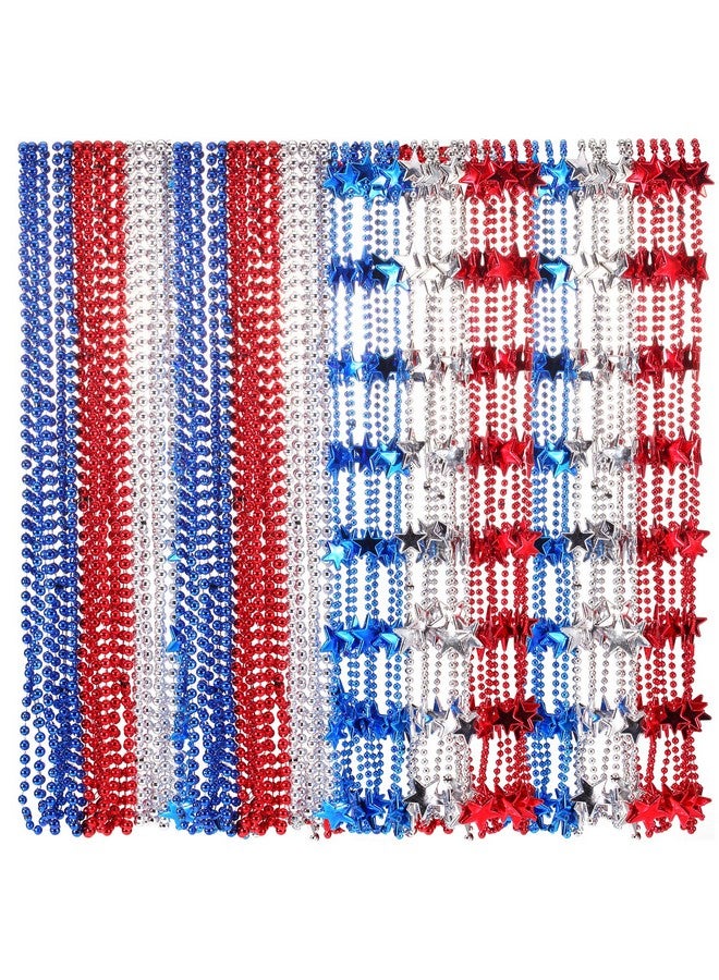 30 Pieces Patriotic Star Bead Necklace 4Th Of July Beads Necklace Independence Day Necklace Plastic Necklace Party Necklace Carnival Decoration