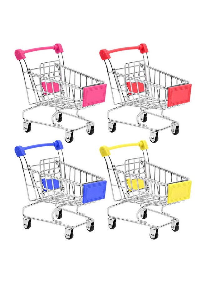 Bestsupplier Mini Supermarket Handcart 4 Pcs Mini Metal Shopping Utility Cart Mode Storage Toy