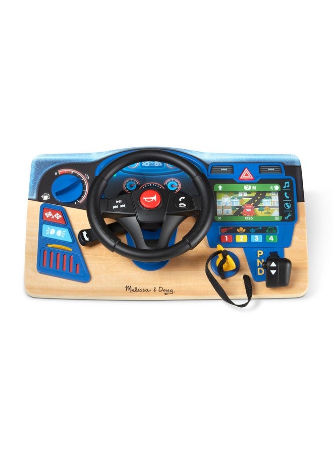Vroom & Zoom Interactive Wooden Dashboard Steering Wheel Pretend Play Driving Toy Kids Activity Board Toddler Sensory Toys For Ages 3+