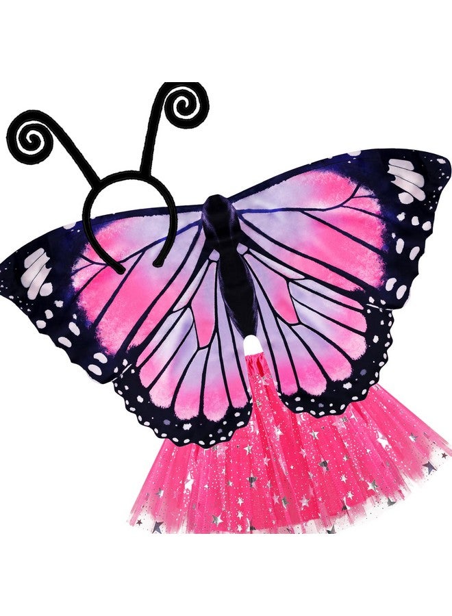 Kids Butterflywingscostume For Toddler Girls Halloweencostume Fairydressup Tutu Headband Bug Toys Party Gifts