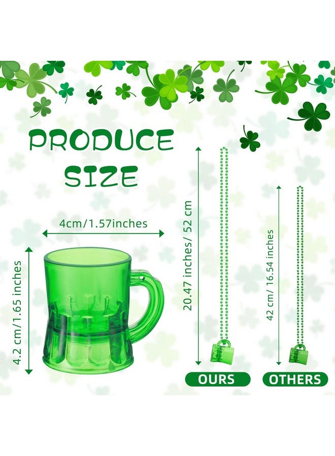 80 Pieces St. Patrick'S Day Shot Glasses Necklace Bulk Beer Mug Beads Necklaces Traveling Necklace With Green Shot Glasses For Green Shamrock Saint Patty'S Day Mardi Gras Party Favors Supplies