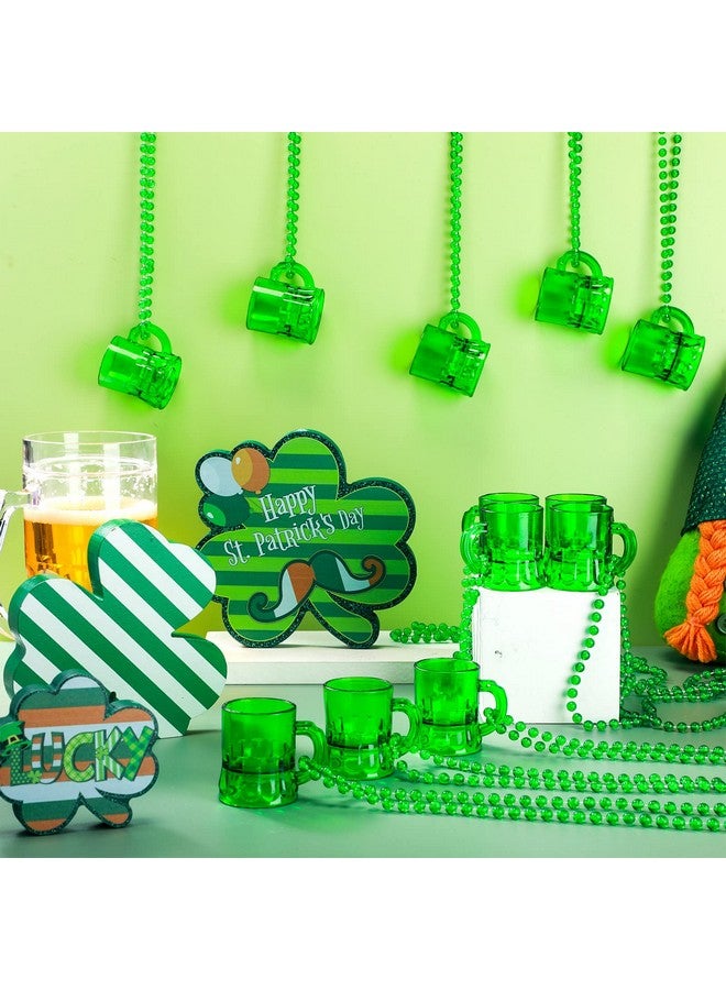 80 Pieces St. Patrick'S Day Shot Glasses Necklace Bulk Beer Mug Beads Necklaces Traveling Necklace With Green Shot Glasses For Green Shamrock Saint Patty'S Day Mardi Gras Party Favors Supplies