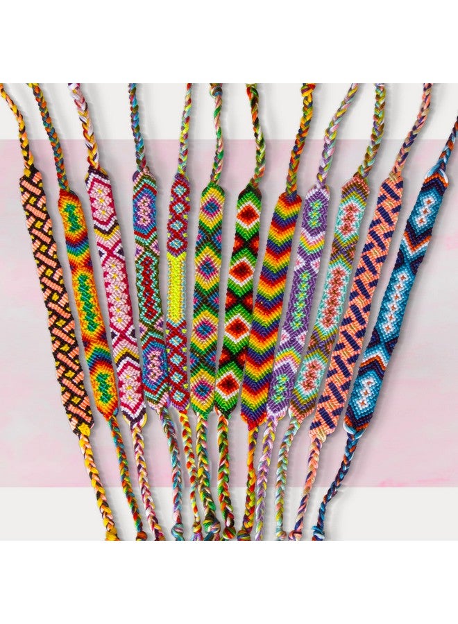 10 Pcs Woven Bracelet Bulk For Kids Nepal Style Friendship Bracelets Handmade Braided Rope Wrist String Chain (Random Colors & Patterns)