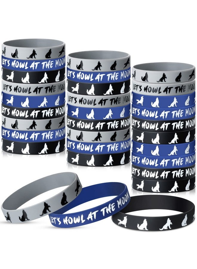 30 Pieces Wolf Themed Party Rubber Braceletssilicone Wolf Animal Printed Baby Shower Wristbands Wolf Birthday Party Supplies For Boy Girl Animal Themed Parties (Let'S Howl At The Moon)