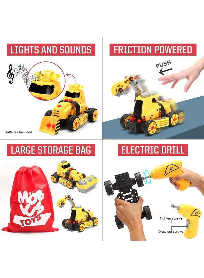 7In1 Take Apart Construction Toys 84Pcs Diy Engineering Playset With Electric Drill Play Mat And Road Signs Push & Go Stem Learning Bundle Wlights Sounds For Early Education Boys And Girls 4+