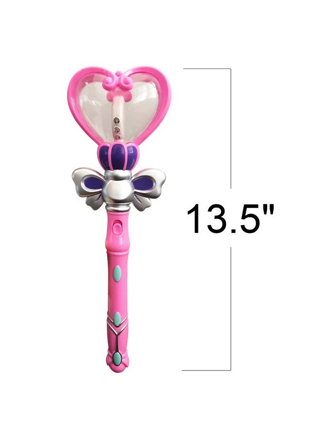 Valentines Day Pink Light Up Heart Toy Wand For Girls And Boys 13.5 Inch Wand Toy With Spinning Leds Princess Led Wand For Kids Batteries Included Valentines Day Gifts For Kids