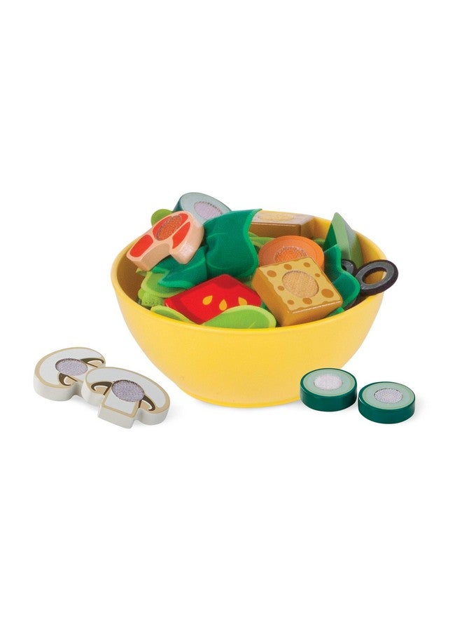 Slice And Toss Salad Play Set 52 Wooden And Felt Pieces Green Pretend Food Kitchen Accessories For Kids Ages 3+