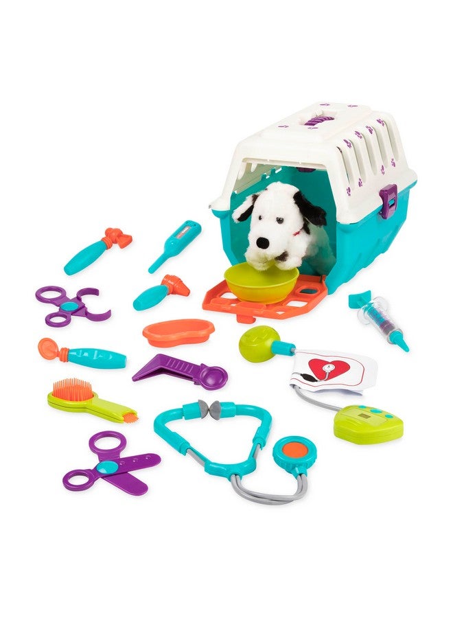 Pretend Play Vet Toys Dog Care Playset Plush Pup & Carrier Toddler Veterinarian Set Dalmatian Vet Kit 2 Years+ (15 Pcs)