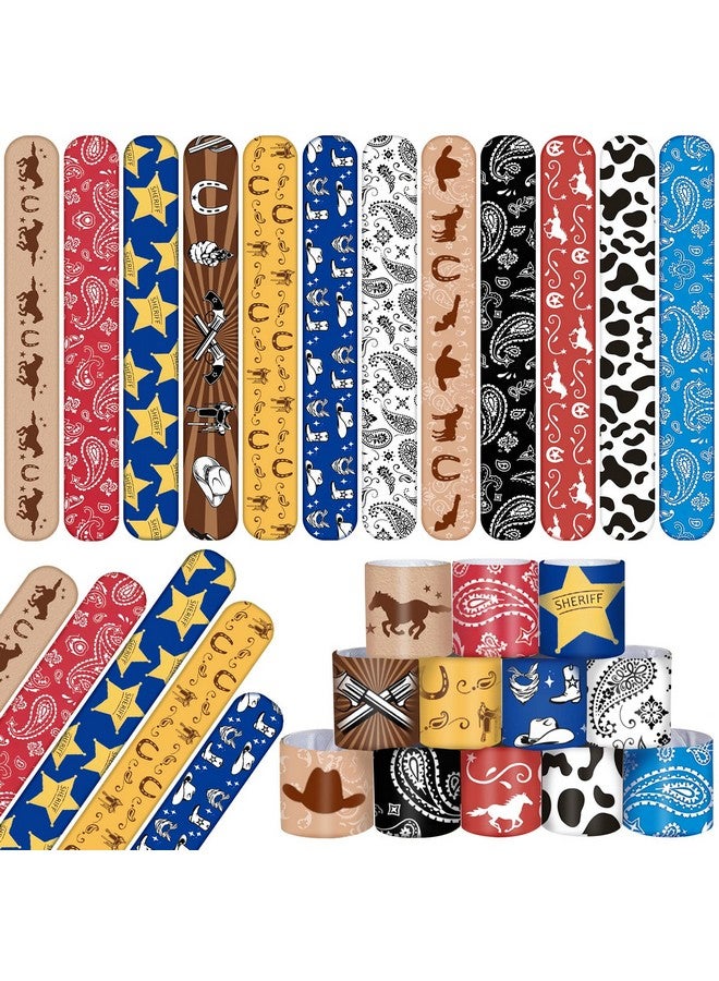 60Pcs Western Party Favors Slap Bracelets Cowboy Cowgirl Bracelets Horse Wristbands For Western Themed Party Baby Shower Kids Birthday Party Supplies Decorations